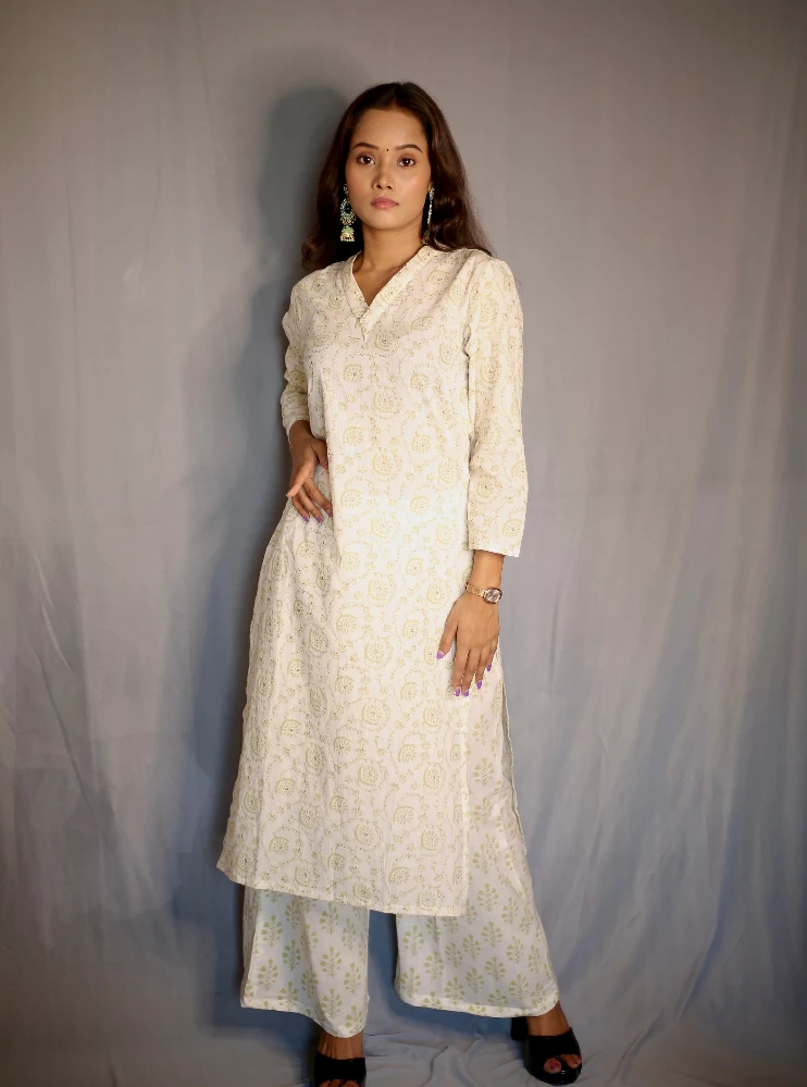 White Sanagneri Designed Kurti Palazzo Set-1.webp
